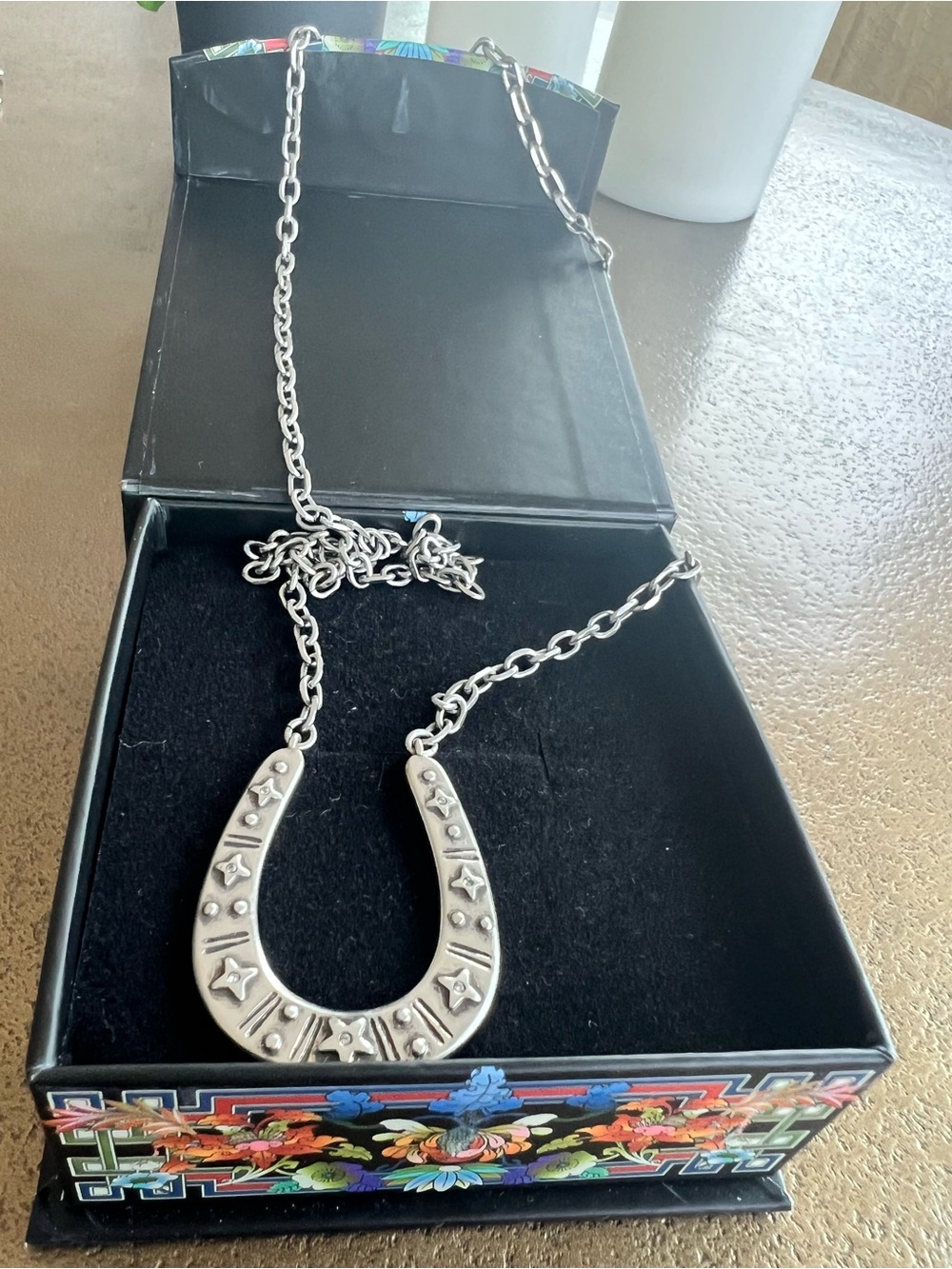 Johnny Was Western Horseshoe Pendant Necklace in Silver Tone